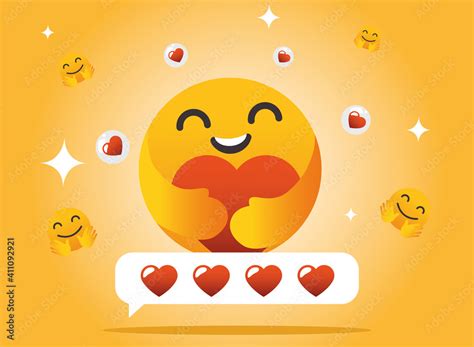 Emoji Hugging Heart Face With Bubble Vector Design Stock Vector Adobe