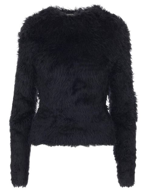 Balenciaga Fluffy Faux Fur Sweater In Black Lyst