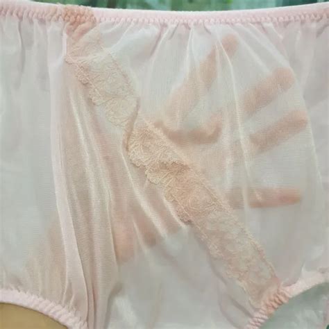 vintage sheer nylon panties matt pink granny soft brief lace size 8 hip 40 44 19 25 picclick
