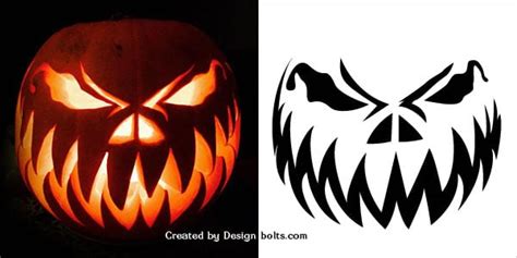 10 Free Halloween Scary Pumpkin Carving Stencils Patterns Templates