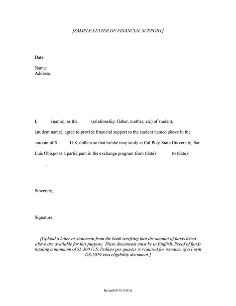 Sample Letter Of Financial Support For Employer Sample Letter Of