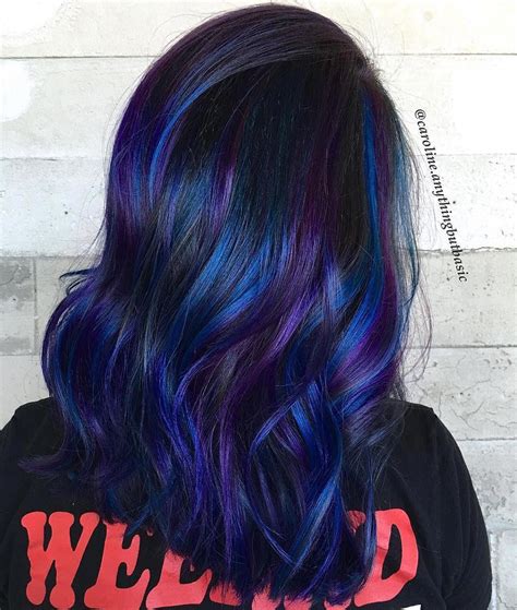 Blue And Purple Highlights Hairstylecolorblueteal Hair Styles Dyed