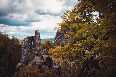 Den Bastei Bron Anglosaxareschweiz Nationalpark Tyskland