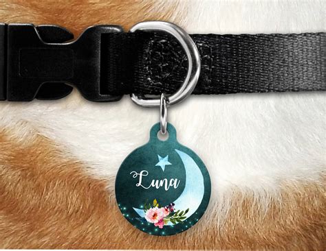 Moon Pet Tag Girly Pet Tag Dog Tag For Dogs Personalized Etsy