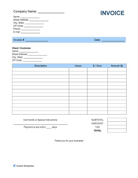 Free Editable Invoice Templates Printable Invoice Free Blank