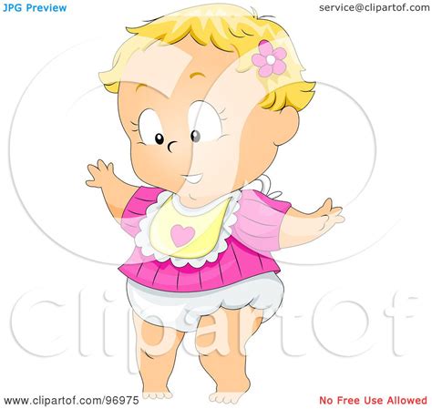 Royalty Free Rf Clipart Illustration Of A Blond Baby Girl In A Diaper