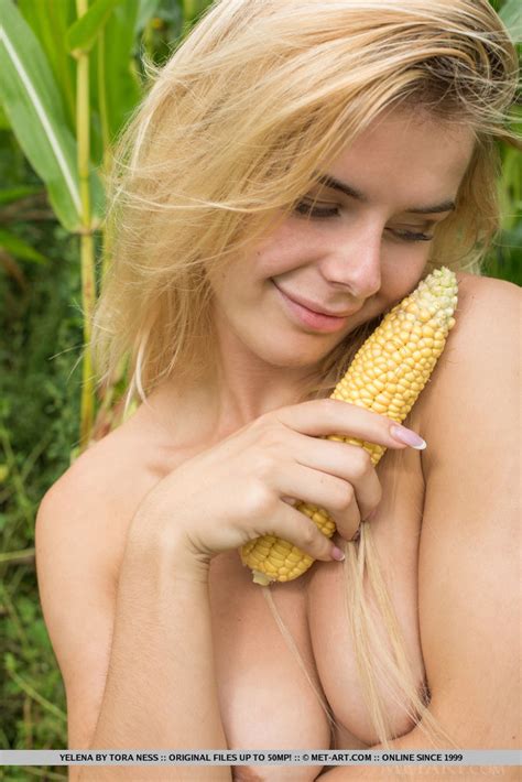 Yelena Playfully Poses In The Cornfield Baring Her Meaty Pussy Russian Sexy Girls