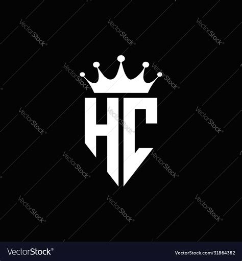 Hc Logo Monogram Emblem Style With Crown Shape Vector Image