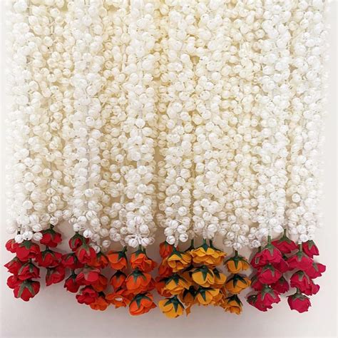 Short Jasmine/Mogra Flower Garlands with Roses - Vasavi Crafts is a