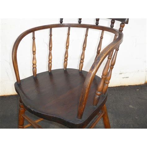 Antique Firehouse Windsor Style French Country Rustic Wood Accent Chair