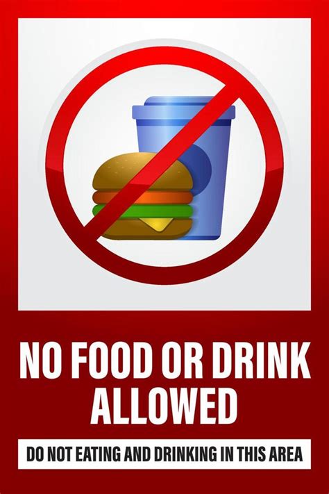No Food Or Drink Allowed Sign Vector Design Template Of Warning About No Eating Or Drinking In