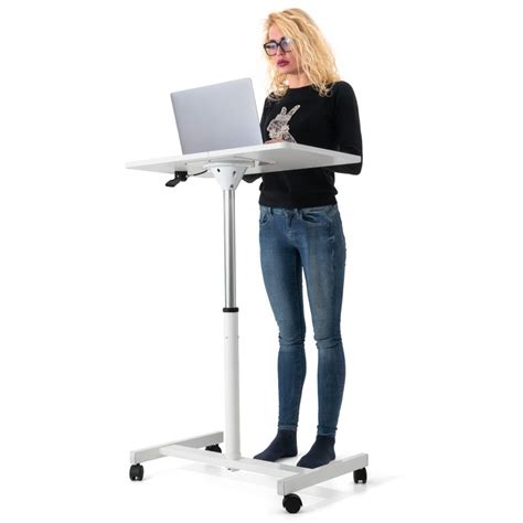Tatkraft Focus Airlift Pneumatic Sit Stand Laptop Desk With Wheels