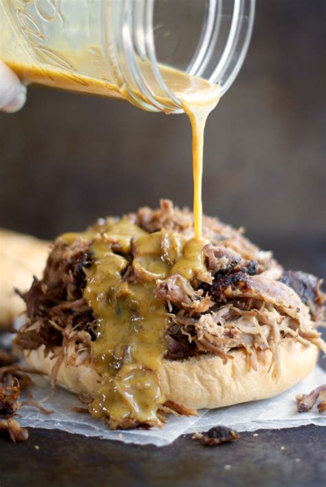 Oven Roasted Pulled Pork With Honey Mustard Bbq Sauce The Two Bite Club
