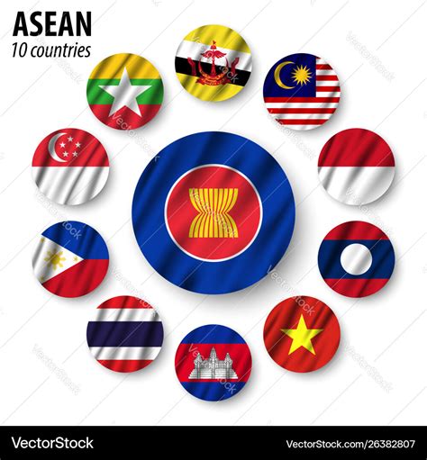 Asean Flag Association Southeast Asian Royalty Free Vector
