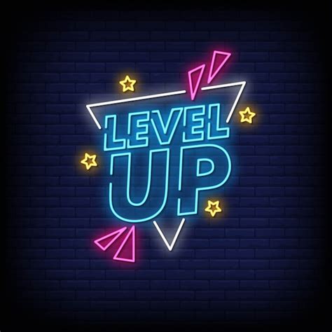 Premium Vector Level Up Neon Sign Style Text Vector