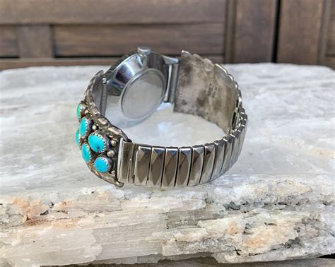 Sterling Silver Turquoise Watch Band By Wilford Nez Vintage Etsy