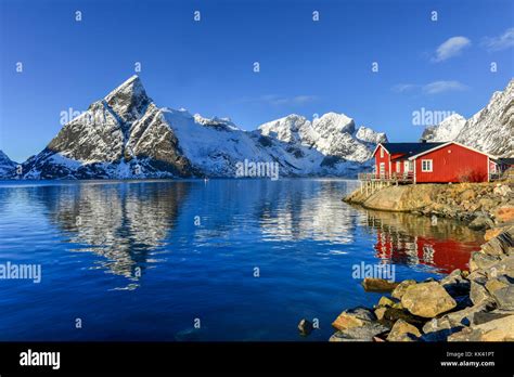 Winter In Olenilsoya In Reine Lofoten Islands Norway Stock Photo Alamy