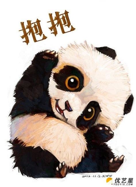 可爱的动物大熊猫插画欣赏 胖乎乎的样子非常的萌萌哒 让你忍不住就想要抱一抱 图片10p 才艺君