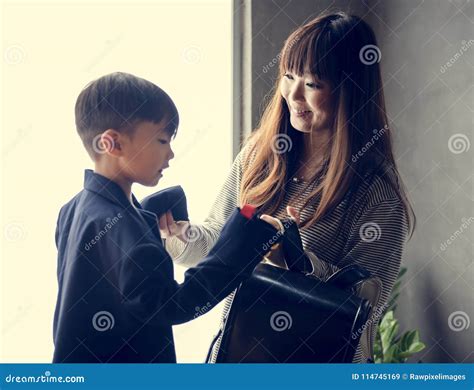 Japanese Mother And Son Spending Some Time Together Stock Image Image