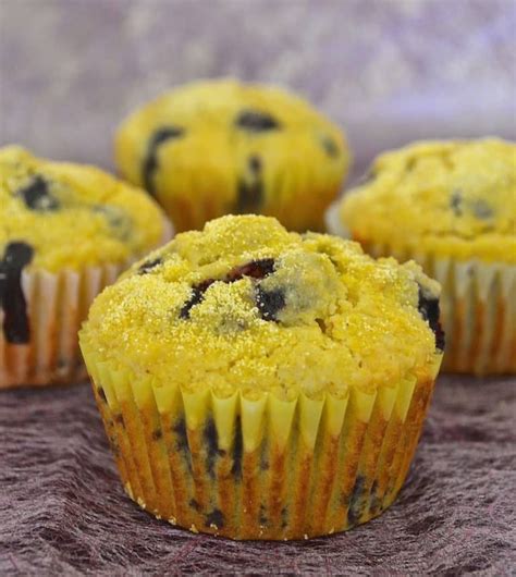 These Light Fluffy Lemon Blueberry Cornmeal Muffins Are Absolutely