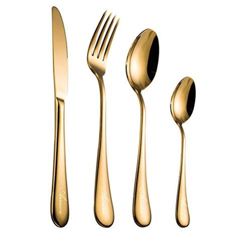 silverware gold stainless steel flatware grade case tableware sets packed leather 24pcs service housewarming spoon fork wedding luxury cutlery silverwares