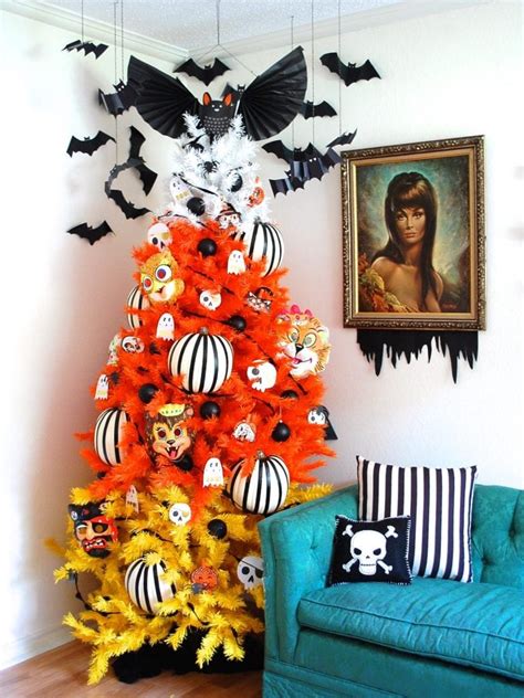 Diy Striped Halloween Pumpkins For A Candy Corn Tree