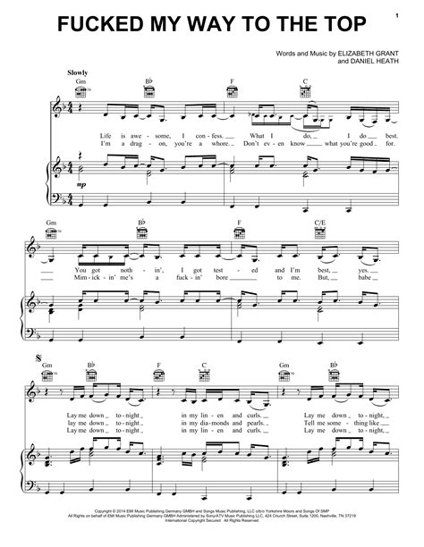Fucked My Way Up To The Top Sheet Music Lana Del Rey Piano Vocal