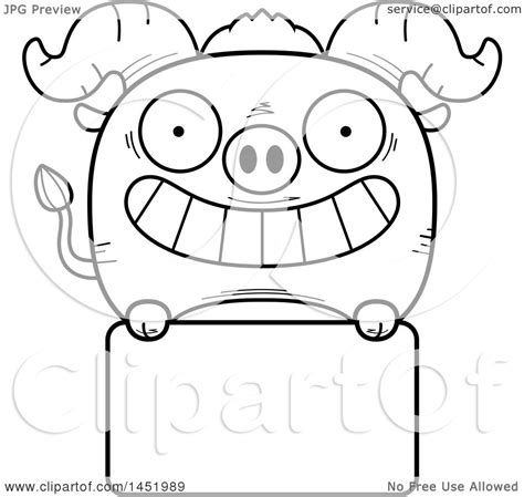 Clipart Graphic Of A Cartoon Black And White Lineart Ox Character