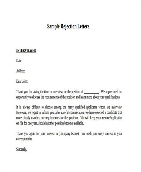 But how you communicate your rejection matters. 9+ Sample Job Applicant Rejection Letters | Free & Premium ...