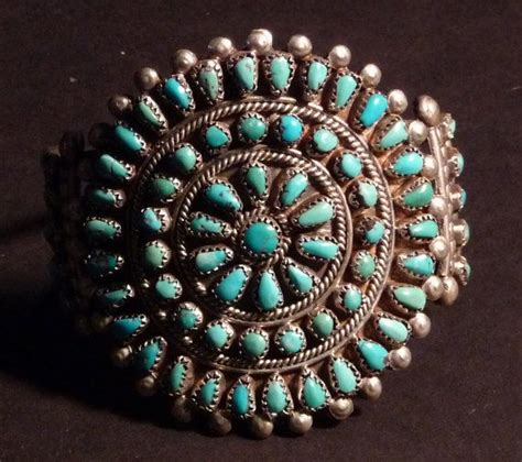 Classic Zuni Navajo Sterling Turquoise Petit Point Cluster Etsy