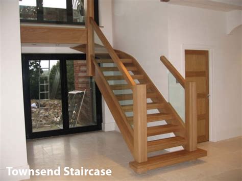 Contemporary Oak Townsend Staircase Glass Balustrade High Specification