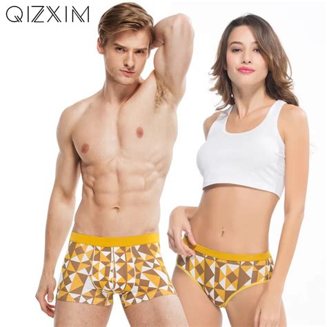 Qizxim Grid Print Lovers Panties Couple Panties Men Boxers Women Panties Dad And Mum Underpants