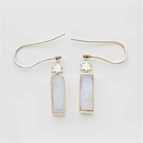 Moonstone Raw Gemstone Drop Earrings Mia Koko Jewellery