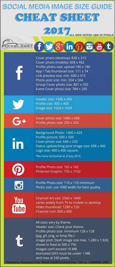 Social Media Infographic 2019 Social Media Image Size