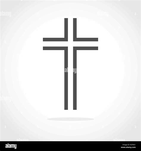 Gray Christian Cross Icon In Flat Design Vector Illustration Abstract