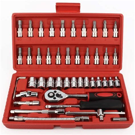 46 Or 53 Pcs 14 Inch Car Motorcycle Repair Tool Ratchet Wrench Drive