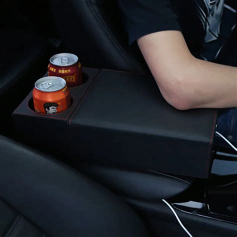 Car Seat Armrest Storage Box Multifunction Auto Hand Support Pu Leather Water Cup Bottle Pocket