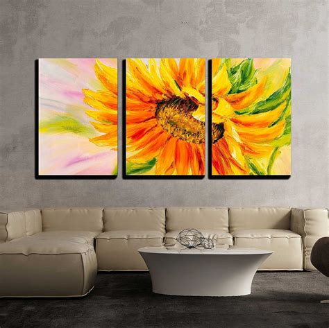 Free 2 Day Shipping Buy Wall26 3 Piece Canvas Wall Art Sunflower