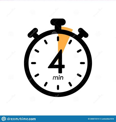 Four Minutes Stopwatch Icon Timer Symbol Cooking Time Cosmetic Or