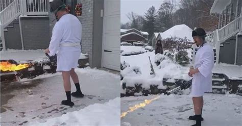 Watch Man Clears Snowy Driveway With Flamethrower Video Goes Viral