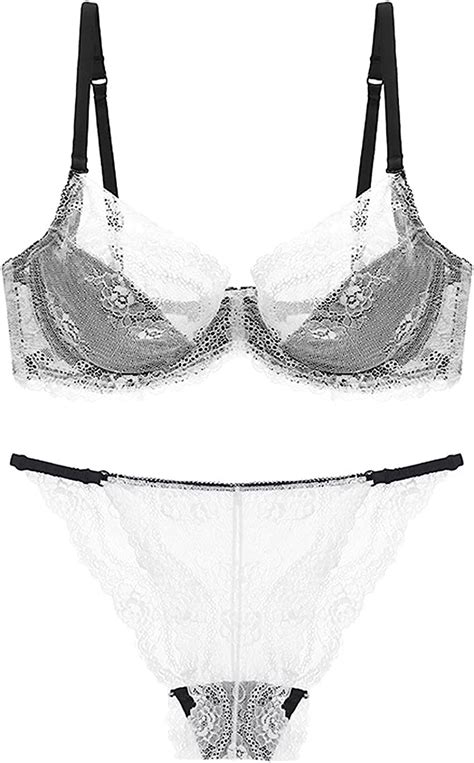 julan women sheer bra and panty set 2 piece sexy lace mesh lingerie underwear