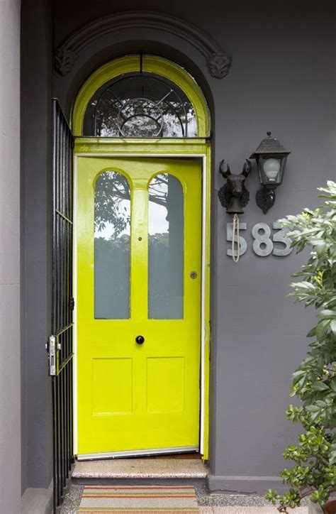 Neon Yellow Door With Gray Walls Yellow Front Doors Yellow Doors