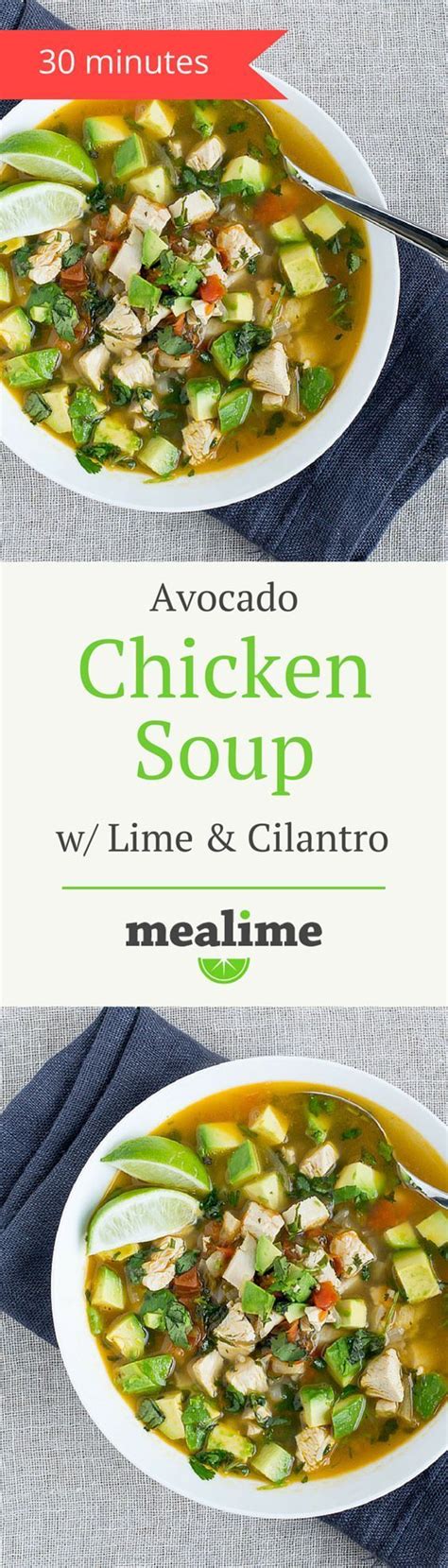 In a medium sized bowl, whisk the balsamic vinegar, honey, garlic, olive oil, italian seasoning, and salt and pepper. Chicken Avocado Soup with Lime & Cilantro via Mealime - a ...