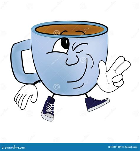Glückliche Tasse Kaffee Karikatur Stock Abbildung Illustration Von