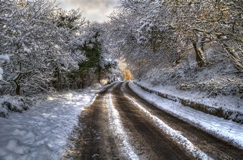 Snowy Winter Road Image Abyss