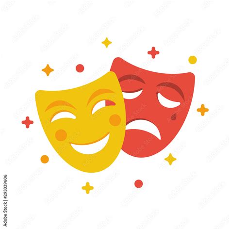 Vetor De Comedy And Tragedy Masks Yellow Funny And Red Sad Mask