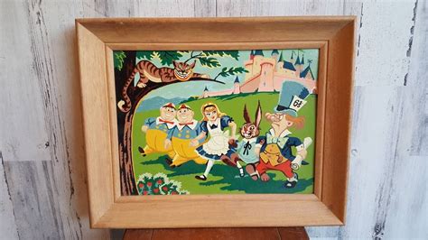 Vintage Disney Paint By Numbers Alice In Wonderland Oil On Etsy