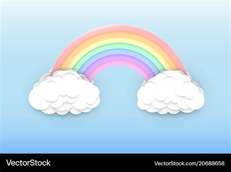 Pastel Colors Rainbow And Clouds Royalty Free Vector Image