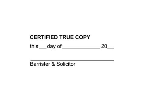 Certified True Copy Barrister And Solicitor Stamp
