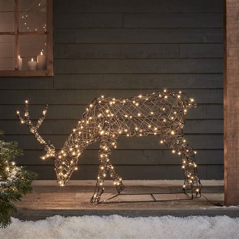 Studley Rattan Grazing Stag Light Up Reindeer By Lights4fun